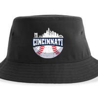 Cincinnati Baseball Skyline Ohio Baseball Player Gift Sustainable Bucket Hat