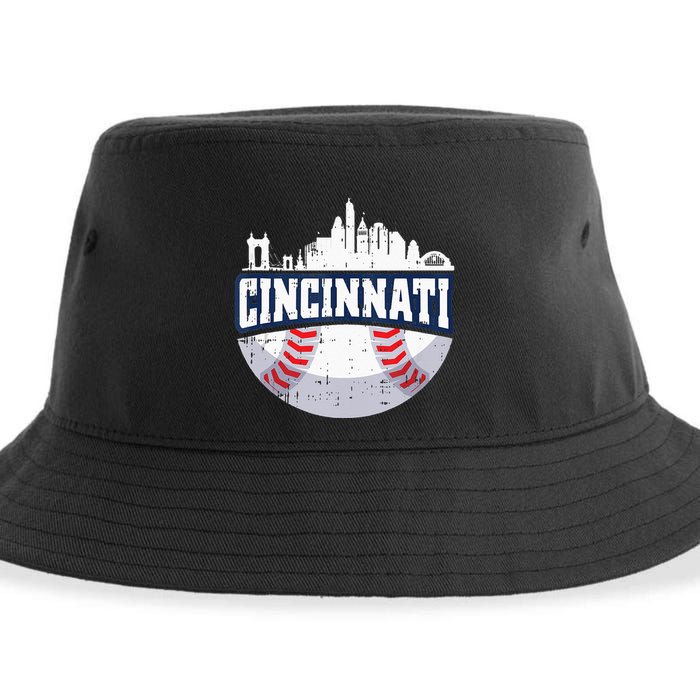 Cincinnati Baseball Skyline Ohio Baseball Player Gift Sustainable Bucket Hat