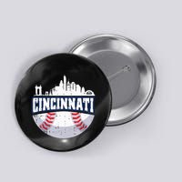 Cincinnati Baseball Skyline Ohio Baseball Player Gift Button