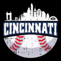 Cincinnati Baseball Skyline Ohio Baseball Player Gift Button