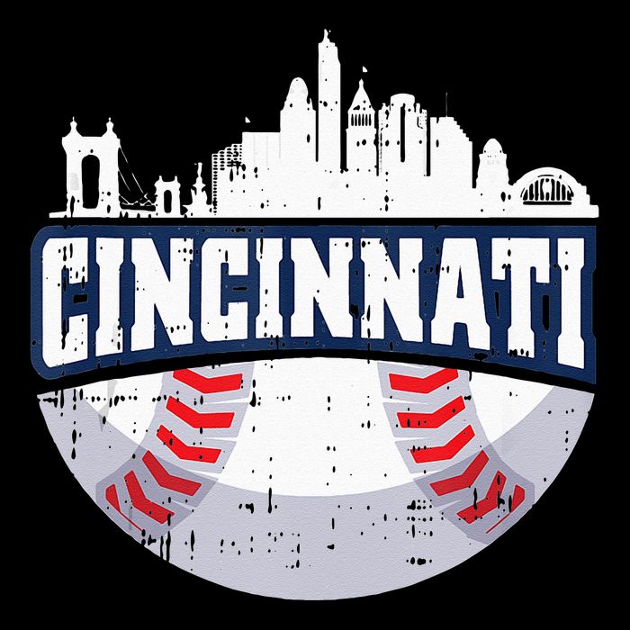 Cincinnati Baseball Skyline Ohio Baseball Player Gift Button