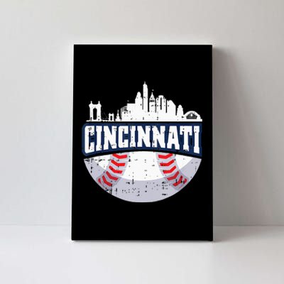 Cincinnati Baseball Skyline Ohio Baseball Player Gift Canvas