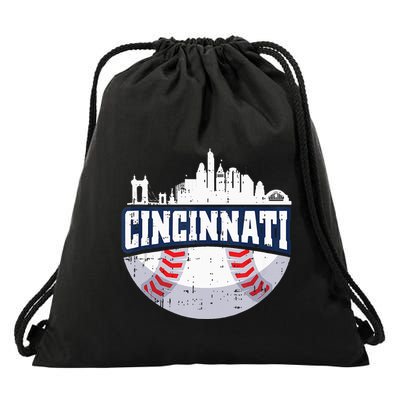 Cincinnati Baseball Skyline Ohio Baseball Player Gift Drawstring Bag