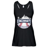 Cincinnati Baseball Skyline Ohio Baseball Player Gift Ladies Essential Flowy Tank