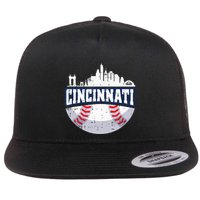 Cincinnati Baseball Skyline Ohio Baseball Player Gift Flatbill Hat