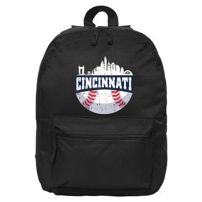 Cincinnati Baseball Skyline Ohio Baseball Player Gift 16 in Basic Backpack