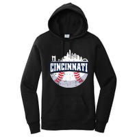 Cincinnati Baseball Skyline Ohio Baseball Player Gift Women's Pullover Hoodie