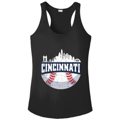 Cincinnati Baseball Skyline Ohio Baseball Player Gift Ladies PosiCharge Competitor Racerback Tank