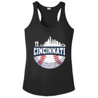 Cincinnati Baseball Skyline Ohio Baseball Player Gift Ladies PosiCharge Competitor Racerback Tank