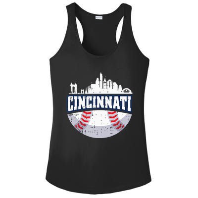 Cincinnati Baseball Skyline Ohio Baseball Player Gift Ladies PosiCharge Competitor Racerback Tank