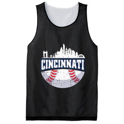 Cincinnati Baseball Skyline Ohio Baseball Player Gift Mesh Reversible Basketball Jersey Tank