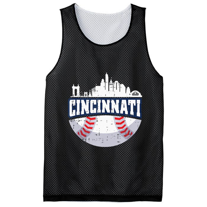 Cincinnati Baseball Skyline Ohio Baseball Player Gift Mesh Reversible Basketball Jersey Tank