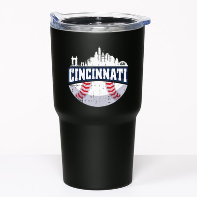 Cincinnati Baseball Skyline Ohio Baseball Player Gift Tumbler