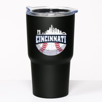 Cincinnati Baseball Skyline Ohio Baseball Player Gift Tumbler