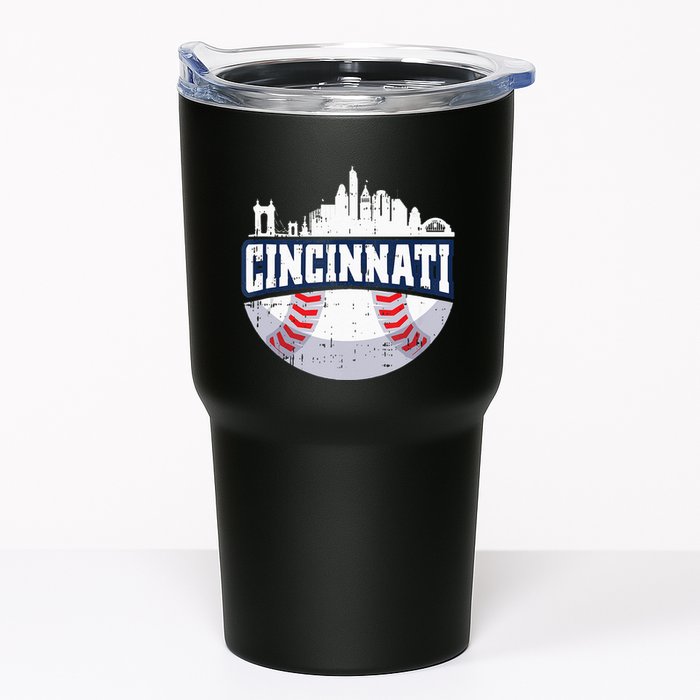 Cincinnati Baseball Skyline Ohio Baseball Player Gift Tumbler
