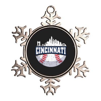 Cincinnati Baseball Skyline Ohio Baseball Player Gift Metallic Star Ornament