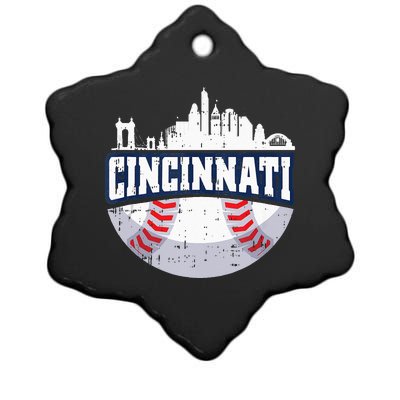 Cincinnati Baseball Skyline Ohio Baseball Player Gift Ceramic Star Ornament