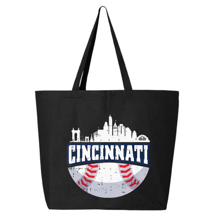 Cincinnati Baseball Skyline Ohio Baseball Player Gift 25L Jumbo Tote