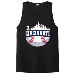 Cincinnati Baseball Skyline Ohio Baseball Player Gift PosiCharge Competitor Tank