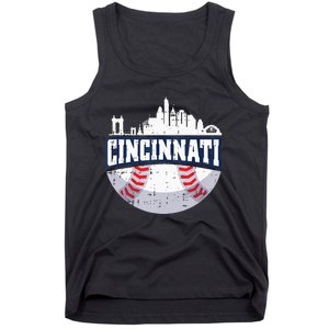 Cincinnati Baseball Skyline Ohio Baseball Player Gift Tank Top