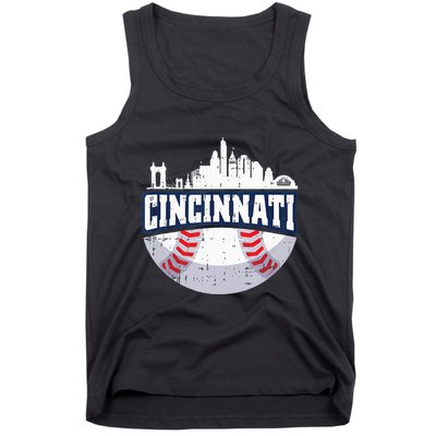 Cincinnati Baseball Skyline Ohio Baseball Player Gift Tank Top