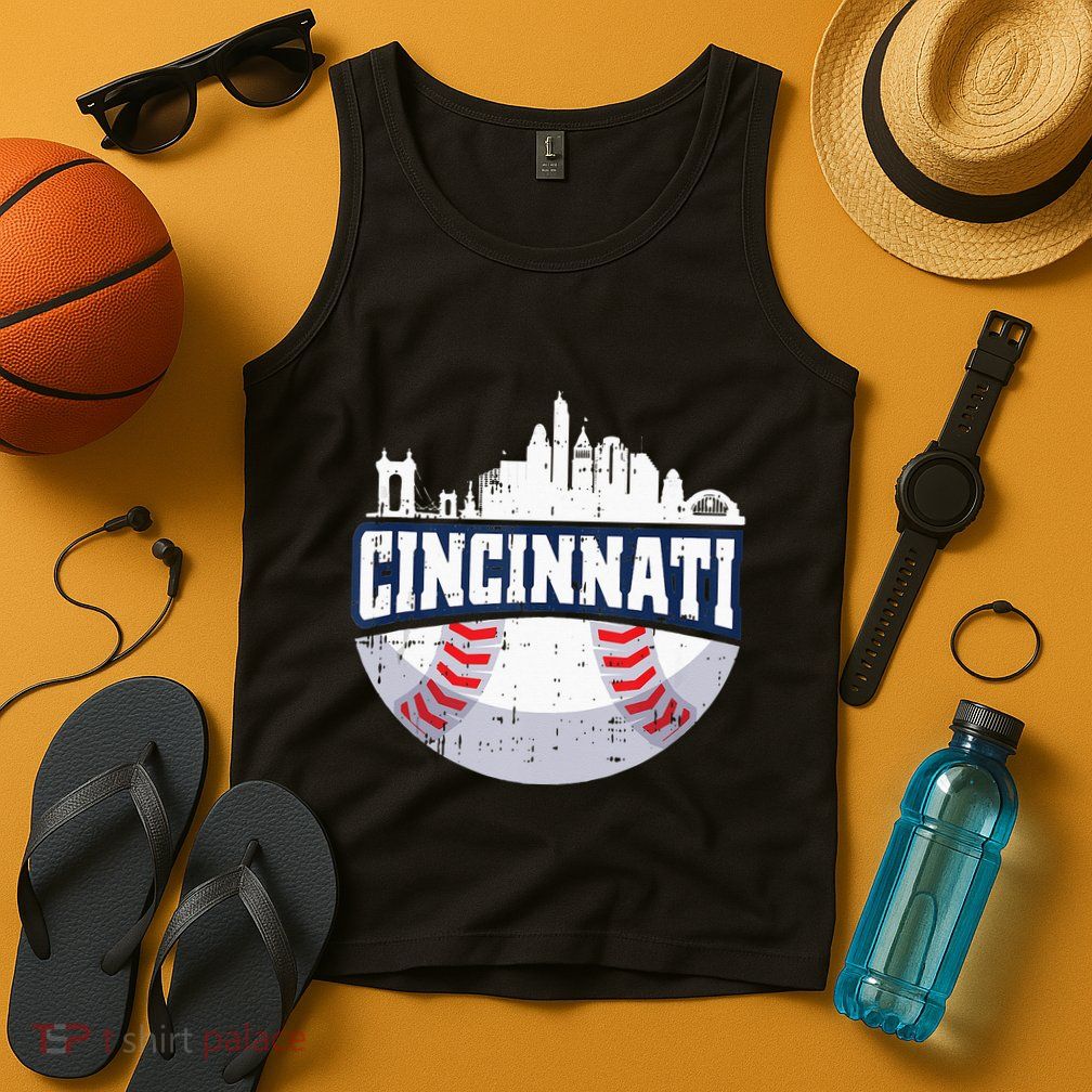 Cincinnati Baseball Skyline Ohio Baseball Player Gift Tank Top
