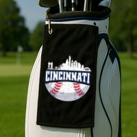 Cincinnati Baseball Skyline Ohio Baseball Player Gift Golf Towel