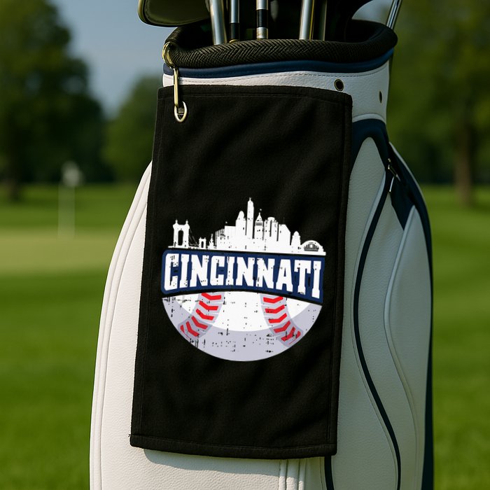 Cincinnati Baseball Skyline Ohio Baseball Player Gift Golf Towel