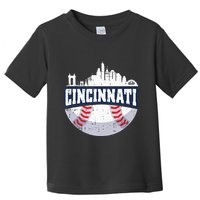 Cincinnati Baseball Skyline Ohio Baseball Player Gift Toddler T-Shirt
