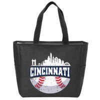 Cincinnati Baseball Skyline Ohio Baseball Player Gift Zip Tote Bag
