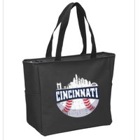 Cincinnati Baseball Skyline Ohio Baseball Player Gift Zip Tote Bag