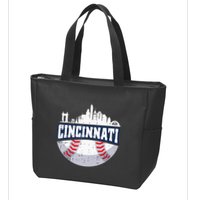 Cincinnati Baseball Skyline Ohio Baseball Player Gift Zip Tote Bag