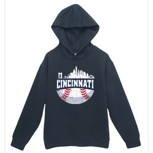 Cincinnati Baseball Skyline Ohio Baseball Player Gift Urban Pullover Hoodie