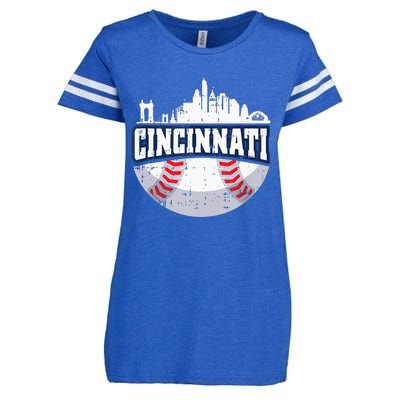 Cincinnati Baseball Skyline Ohio Baseball Player Gift Enza Ladies Jersey Football T-Shirt