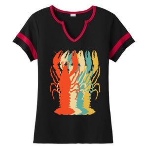 Crawfish Boil Silhouette Retro Pop Art Cajun Graphic Ladies Halftime Notch Neck Tee