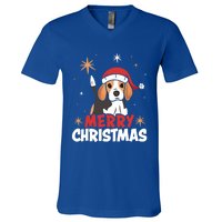 Cute Beagle Santa Dog Lovers Merry Christmas Xmas Design Cute Gift V-Neck T-Shirt