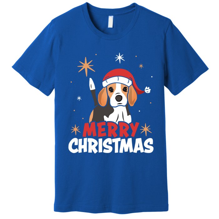 Cute Beagle Santa Dog Lovers Merry Christmas Xmas Design Cute Gift Premium T-Shirt