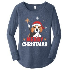 Cute Beagle Santa Dog Lovers Merry Christmas Xmas Design Cute Gift Women's Perfect Tri Tunic Long Sleeve Shirt