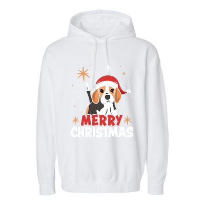 Cute Beagle Santa Dog Lovers Merry Christmas Xmas Design Cute Gift Garment-Dyed Fleece Hoodie