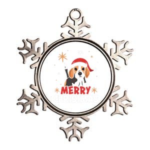 Cute Beagle Santa Dog Lovers Merry Christmas Xmas Design Cute Gift Metallic Star Ornament