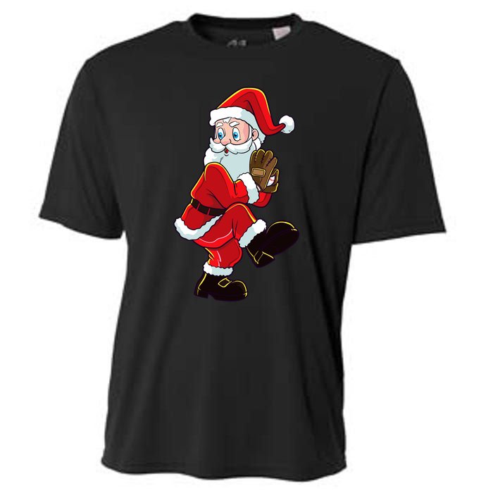 Christmas Baseball Santa Claus Pitcher Boy Xmas Cooling Performance Crew T-Shirt