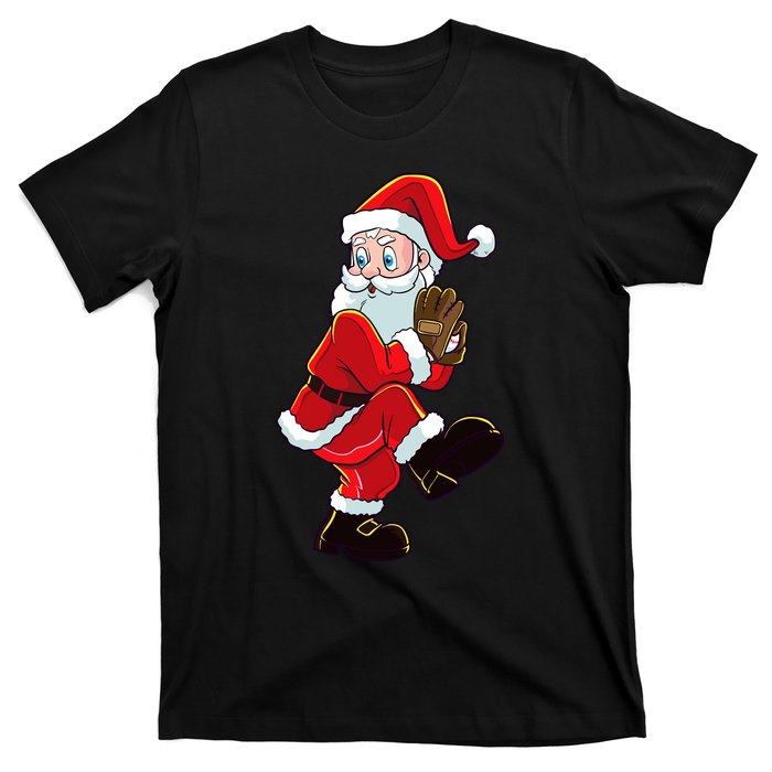 Christmas Baseball Santa Claus Pitcher Boy Xmas T-Shirt