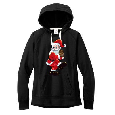 Christmas Baseball Santa Claus Pitcher Boy Xmas Women's Fleece Hoodie