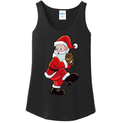 Christmas Baseball Santa Claus Pitcher Boy Xmas Ladies Essential Tank