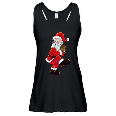 Christmas Baseball Santa Claus Pitcher Boy Xmas Ladies Essential Flowy Tank