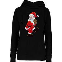 Christmas Baseball Santa Claus Pitcher Boy Xmas Womens Funnel Neck Pullover Hood