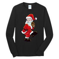 Christmas Baseball Santa Claus Pitcher Boy Xmas Tall Long Sleeve T-Shirt