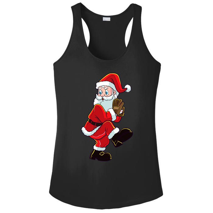 Christmas Baseball Santa Claus Pitcher Boy Xmas Ladies PosiCharge Competitor Racerback Tank