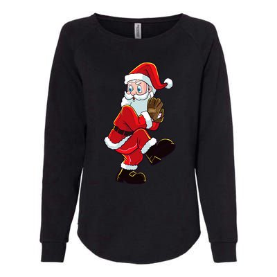 Christmas Baseball Santa Claus Pitcher Boy Xmas Womens California Wash Sweatshirt