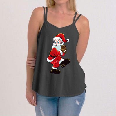 Christmas Baseball Santa Claus Pitcher Boy Xmas Women's Strappy Tank